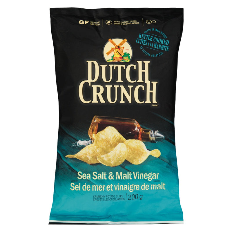 Dutch Crunch Sea Salt & Malt Vinegar Kettle Cooked Chips, 200 g