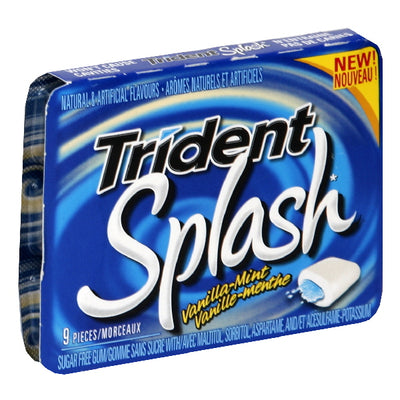 Trident Splash Sugar Free Vanilla-Mint Gum, 9 pieces