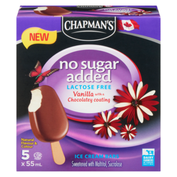 Chapman's No Sugar Added Lactose Free Vanilla Ice Cream Bars, 5 x 55 mL