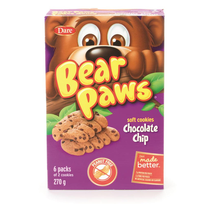 Dare Bear Paws Soft Cookies Chocolate Chip, 270 g