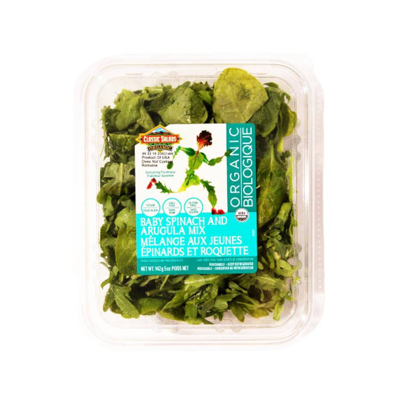 Classic Salads Organic Gluten Free Vegan No GMO Organic Baby Spinach And Arugula Mix, 142 g