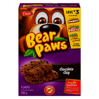Bear Paws Chocolate Chip Soft Cookies, 240 g