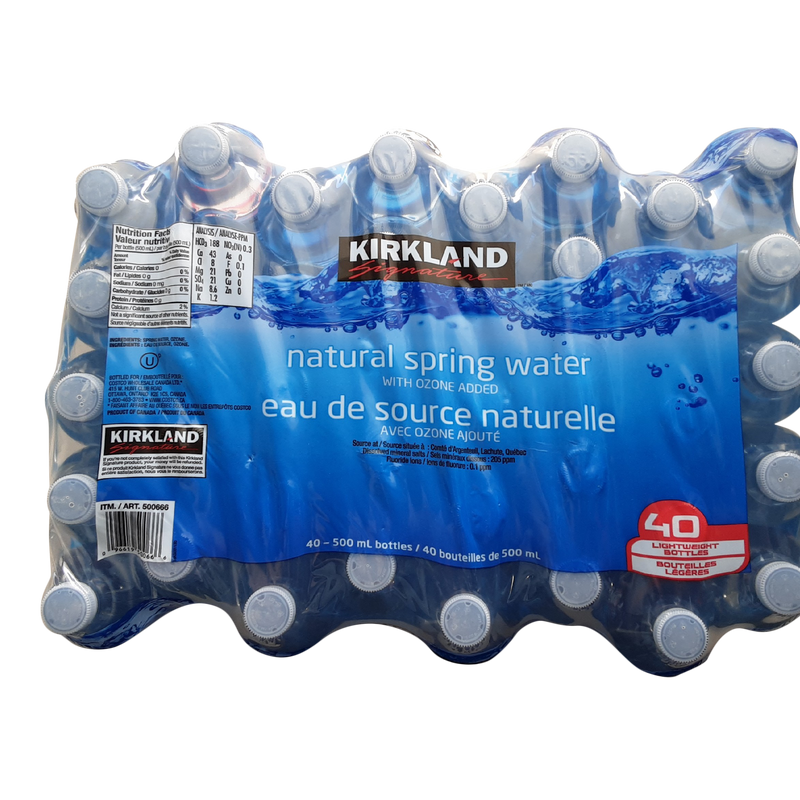 Kirkland Natural Spring Water, 40 x 500 mL