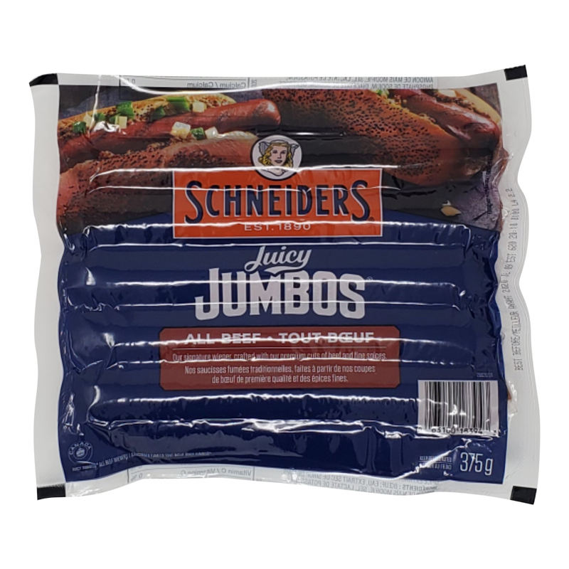 Schneiders Juicy Jumbos Beef Wieners, 375 g