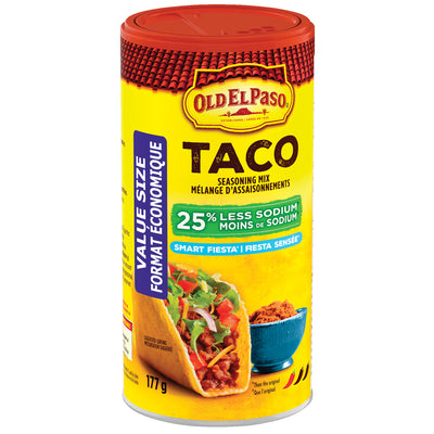 Old El Paso Smart Fiesta 25% Less Sodium Taco Seasoning Value Size, 177 g