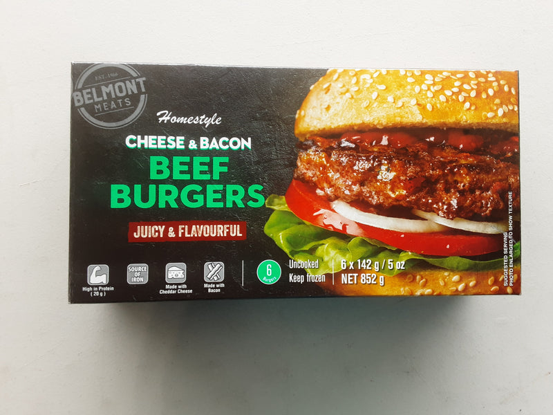 Belmont Bacon & Cheese Beef Burgers, 852 g