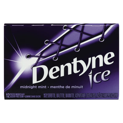Dentyne Ice Sugar Free Midnight Mint Gum, 12 pieces