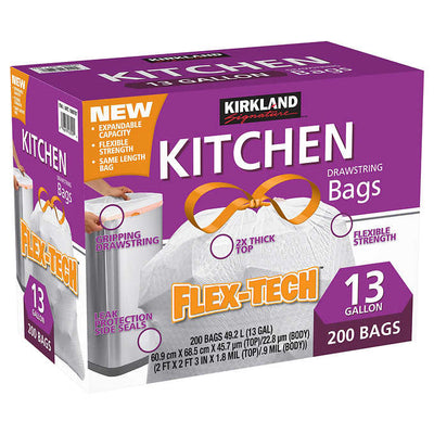 KIRKLAND FLEX TECH KITCHEN BAGS, 200ct