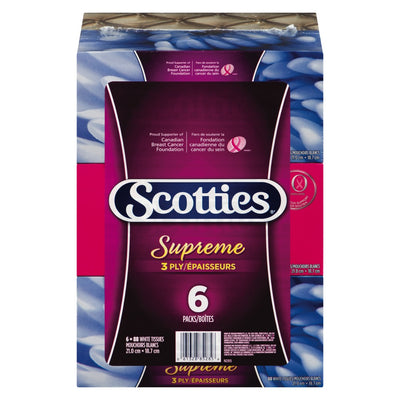 Scotties Supreme 3 Ply Tissues, 6 ct