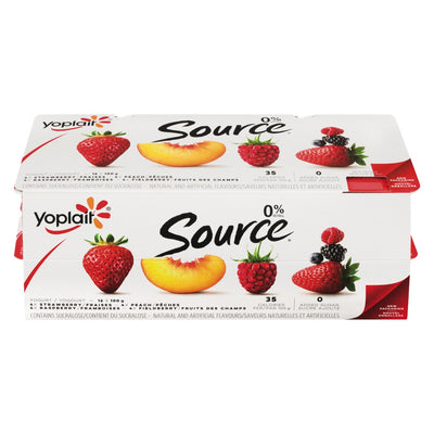 Yoplait Source Yogurt, Strawberry/Peach/Raspberry/Fieldberry, 16 ct 100 g