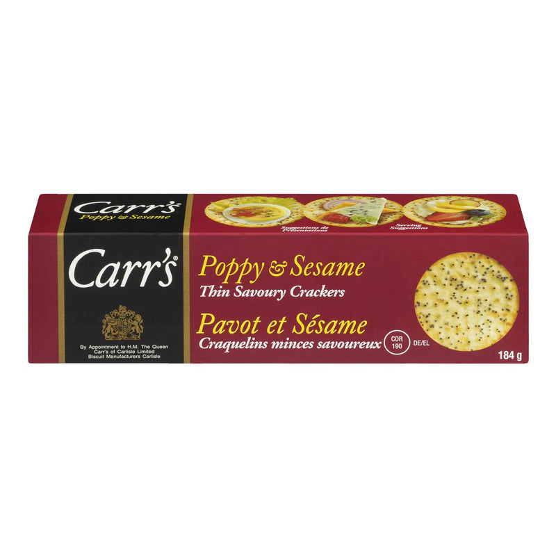 Carr's Poppy & Sesame Thin Savoury Crackers, 184 g