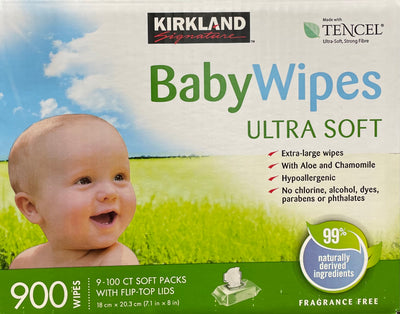 Kirkland Baby Wipes Ultra Soft, 900 ct