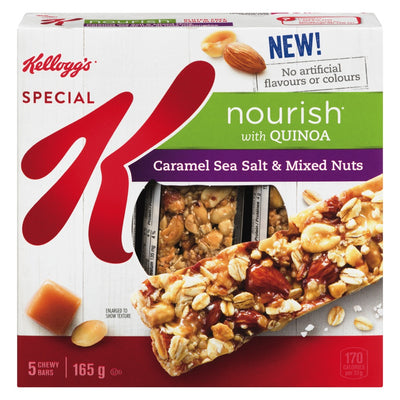 Special K Nourish With Quinoa Caramel Sea Salt & Mixed Nuts Chewy Bars, 165 g