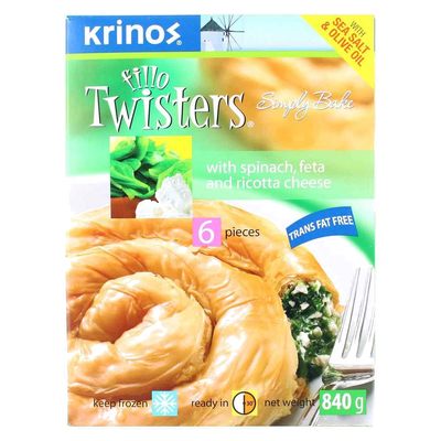 Krinos Twisters With Spinach, Feta, And Ricota Cheese, 840 g