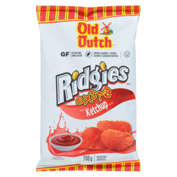 Old Dutch Ridgies Extra Ketchup Chips, 200 g