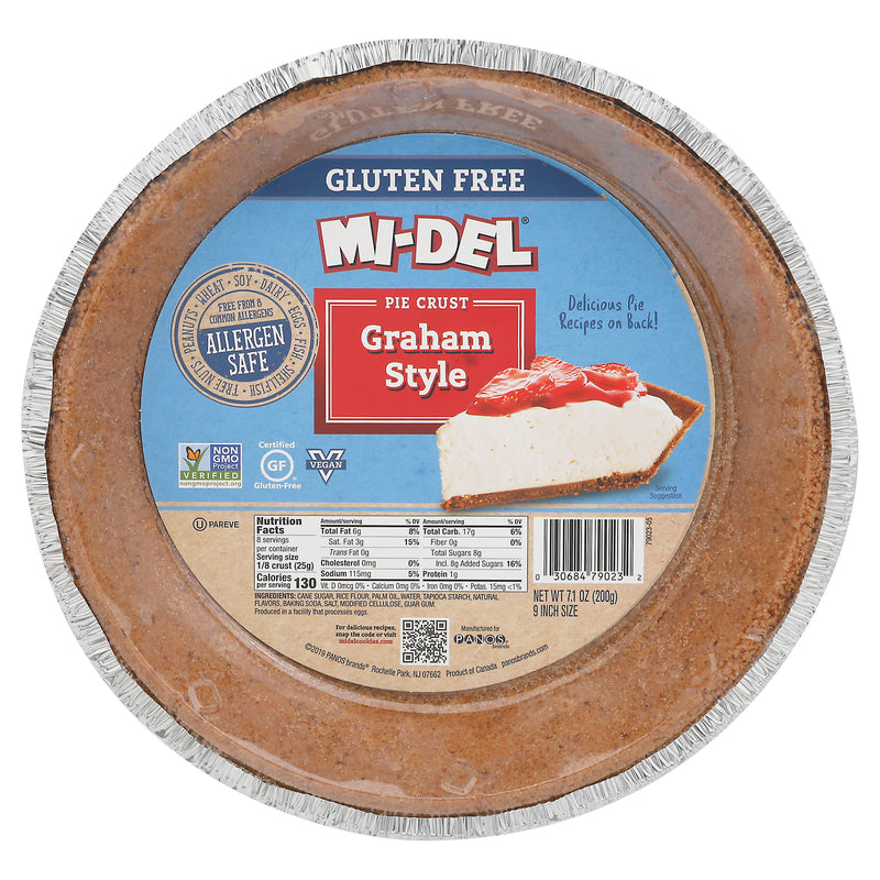 Mi-Del Gluten Free Graham Style 9 Inch Size Pie Crust, 201 g