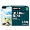 Kirkland Signatrue Breakfast Blend Organic Light Roast Coffee Pods, 120 ct