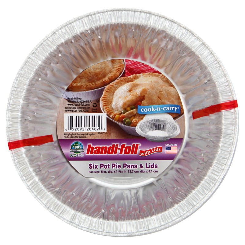 Handi-Foil 5x1.6 Pot Pie Pans And Lids, 6PK
