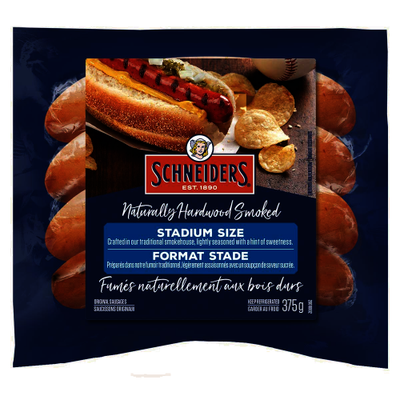 Schneiders Naturally Hardwood Smoked Stadium Size Hot Dogs, 375 g, 4 ct