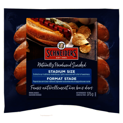 Schneiders Naturally Hardwood Smoked Stadium Size Hot Dogs, 375 g, 4 ct