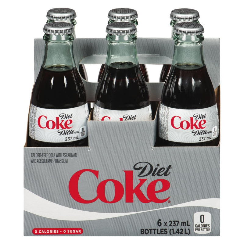 Coca Cola Diet Glass Bottle, 6 x 237mL