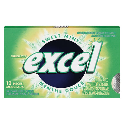 Excel Sweet Mint Sugar Free Gum, 12 ct