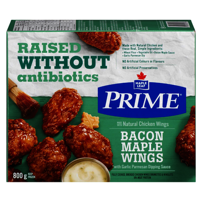 Maple Leaf Prime Natural Chicken Wings Bacon Maple Wings, 800 g