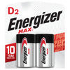 Energizer Max D2 Batteries, 2 PK