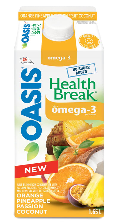 Oasis Health Break Omega 3 Orange Pineapple Passion Coconut, 1.65L