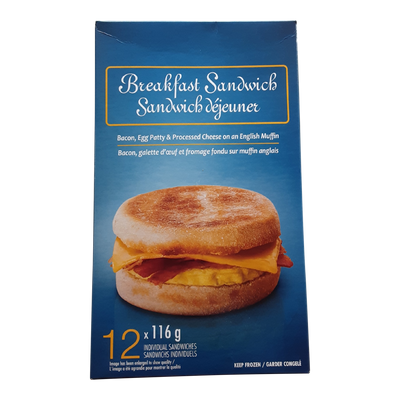 Bacon Egg Patty And Cheese On An English Muffin, 116 g, 12 ct