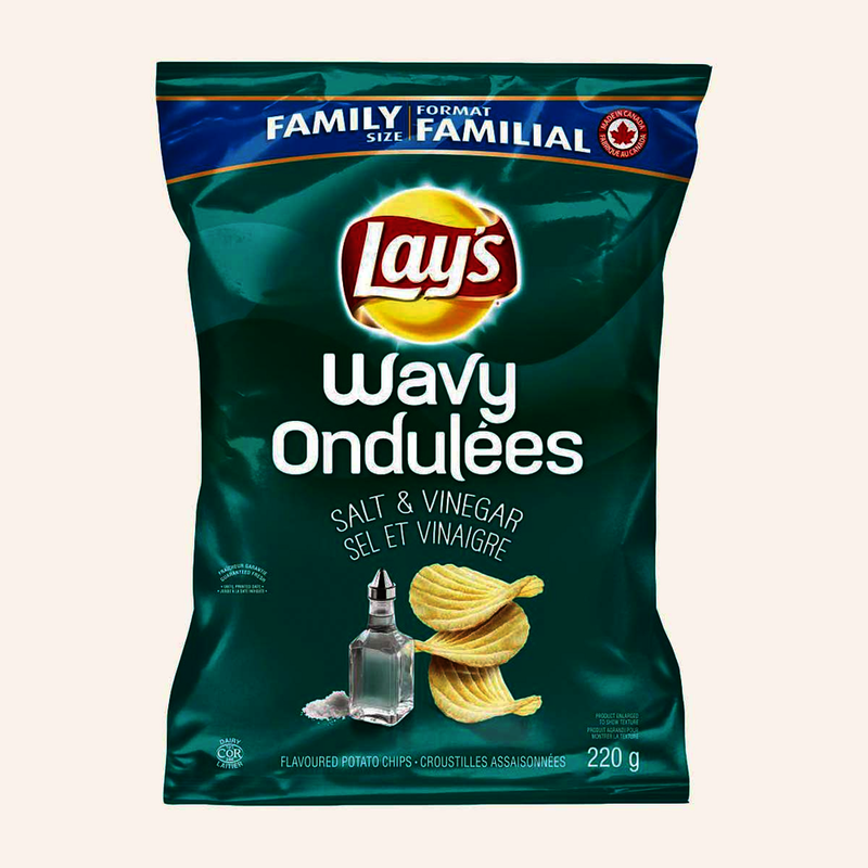 Lay's Wavy Salt & Vinegar Potato Chips, 220g