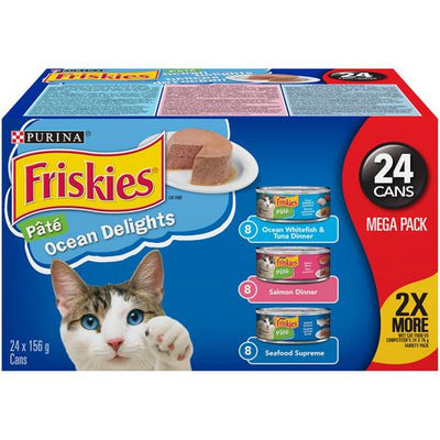 Friskies Pate Ocean Delights Mega Pack Wet Cat Food, 24 x 156 g