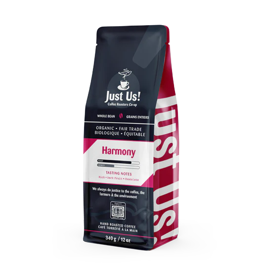 Just Us! Coffee Roasters Co-Op Organic Fairtrade Harmony Whole Bean Coffee, 340 g