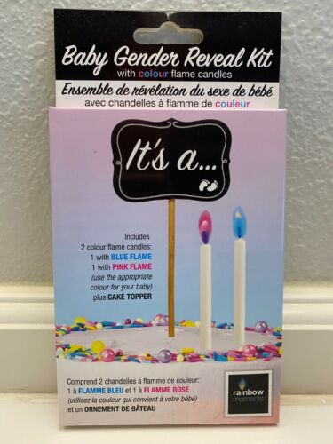 Baby Gender Reveal Candles with Coloured Flames, 2 pk