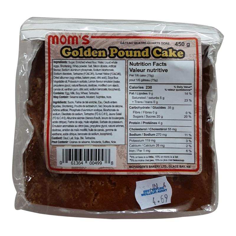 Mom's Golden Pound Cake, 450 g