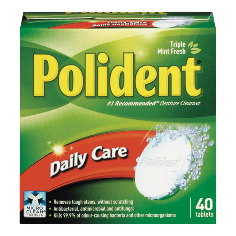 Polident Daily Care Denture Cleanser, 40 ct
