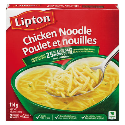 Lipton 25% Less Salt Chicken Noodle Soup Mix, 114 g