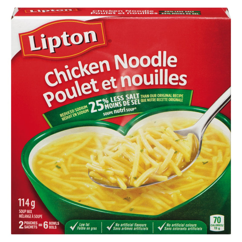 Lipton 25% Less Salt Chicken Noodle Soup Mix, 114 g