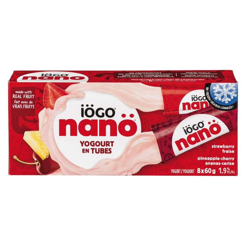 Iögo Nanö Strawberry And Pineapple-Cherry Yogurt Tubes, 8 x 60 g