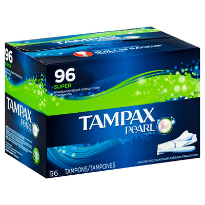 Tampax Plastic Super Absorbency Unscented Tampons, 96 ct