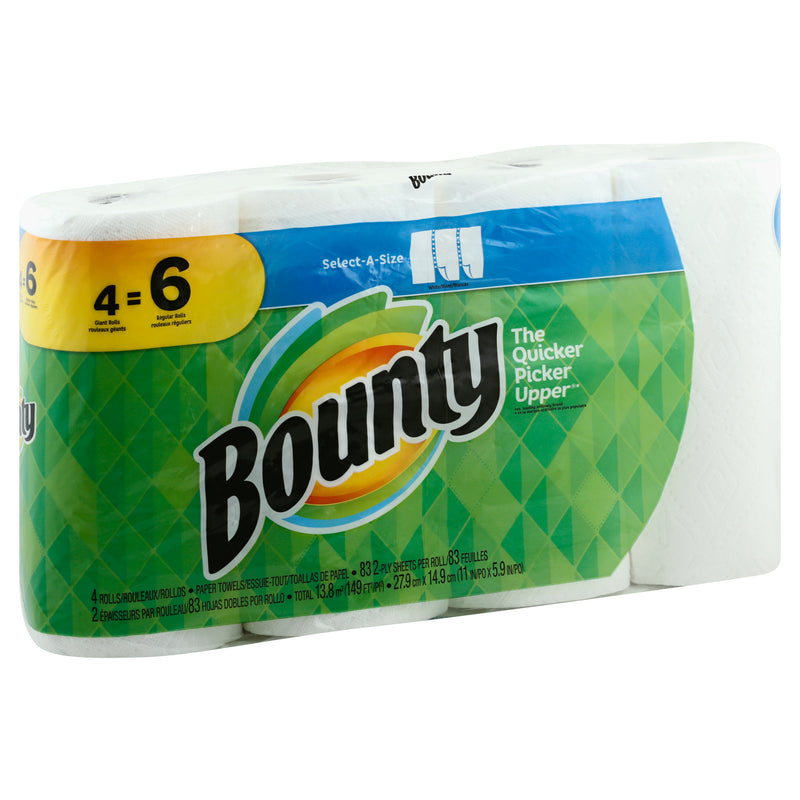 Bounty White 2-Ply Select-A-Size Paper Towels, 4 rolls
