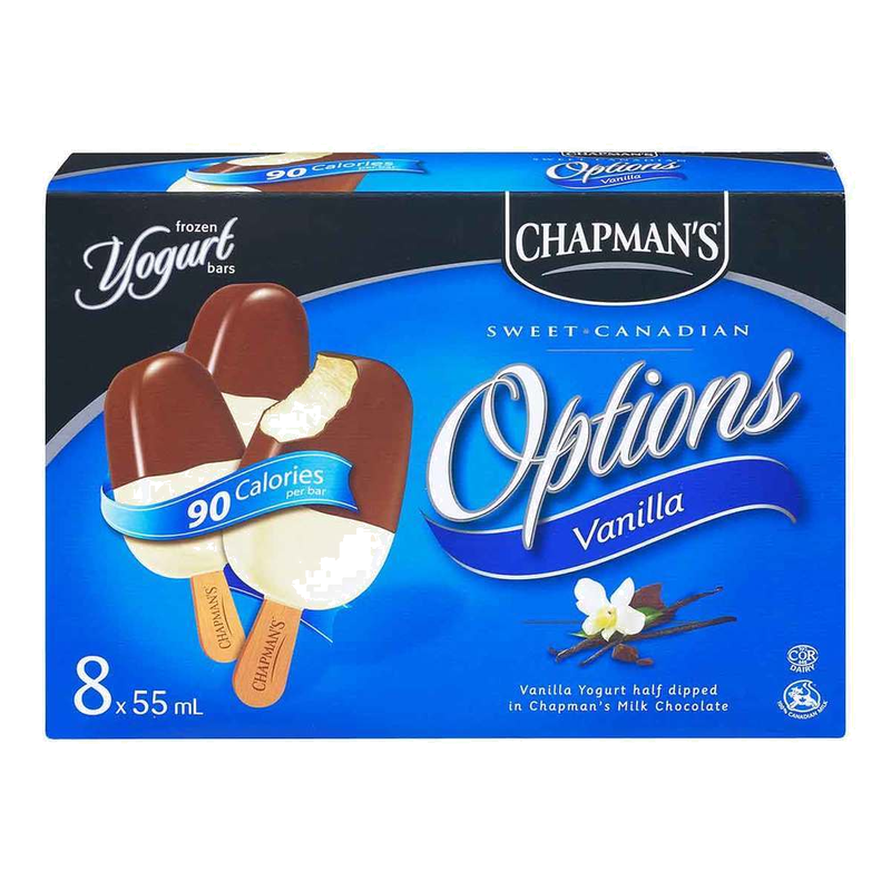 Chapman's Sweet Canadian Options Vanilla Frozen Yogurt Bars, 8 x 55 mL