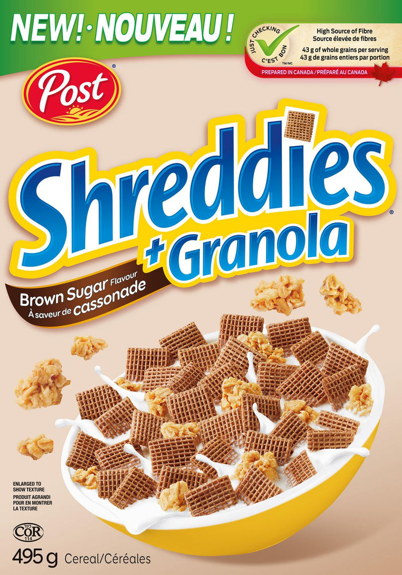 Shreddies Brown Sugar + Granola Cereal, 495 g