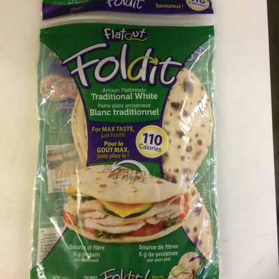 Flatout Foldit Traditional White Flatbread, 255g