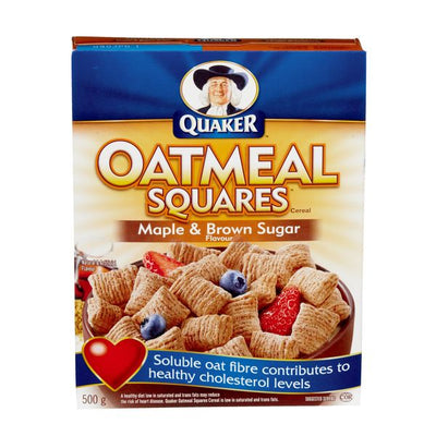 Quaker Oatmeal Squares Maple & Brown Sugar Cereal, 500 g