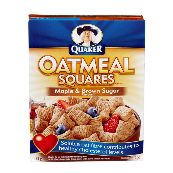 Quaker Oatmeal Squares Maple & Brown Sugar Cereal, 500 g