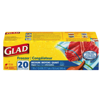 Glad Freezer Bags, 17.7cm x 19.6cm, 20 count