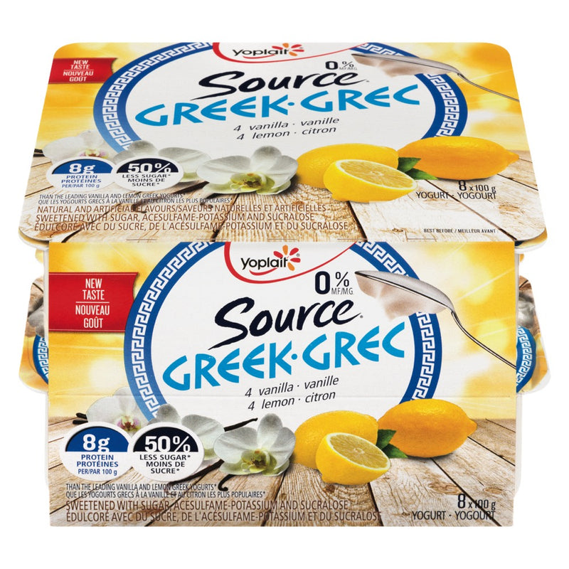 Yoplait 0% Source Greek, Vanilla, Lemon, 8 ct