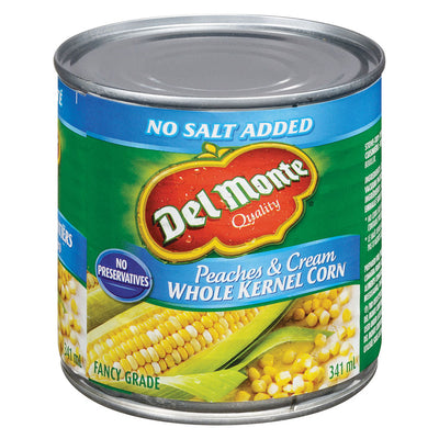 Del Monte No Salt Added Peaches & Cream Whole Kernel Corn, 341 mL
