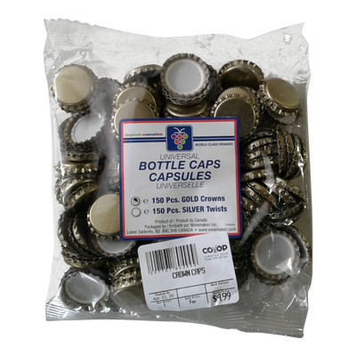 GOLD CROWN CAPS, 150PK